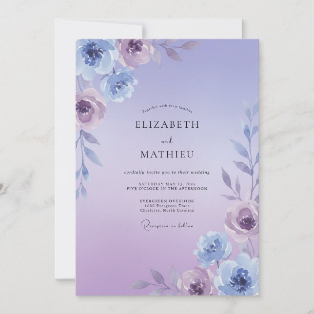 Convite Casamento Violeta Pintado de Lilás (Frente)