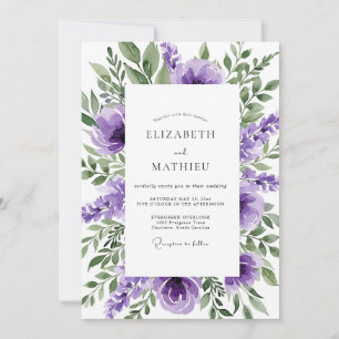 Convite Casamento Violeta Poético de Primavera