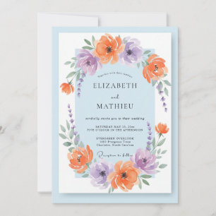 Convite Casamento Violeta Ranunculus Eucalipto Damasco
