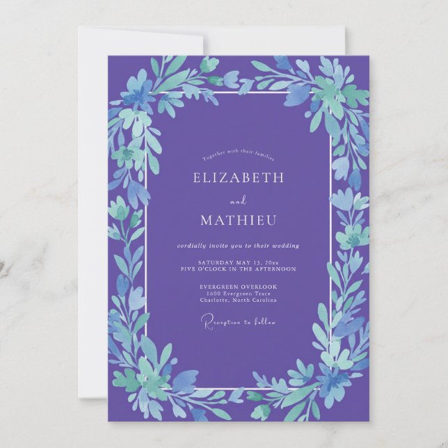 Convite Casamento Violeta Sereno de Primavera (Frente)