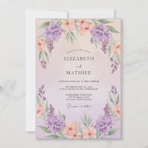Convite Casamento Violeta Wisteria Pêssego