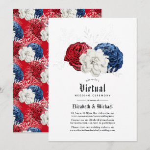 Convite Casamento Virtual Americano Online Vermelho Branco
