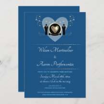Casamento Virtual Azul Clássico do Coração Dourado