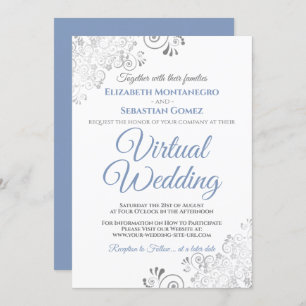 Convite Casamento Virtual Azul e Branco Elegante para Amig