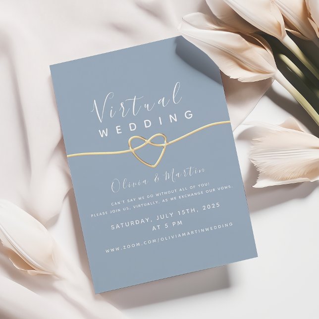 Convite Casamento Virtual Azul Empoeirado (Criador carregado)