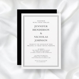 Convite Casamento Virtual Branco Branco Formal Clássico El