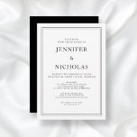 Convite Casamento Virtual Branco E Preto Formal Elegante<br><div class="desc">Convite Formal De Casamento Virtual Branco E Preto.</div>