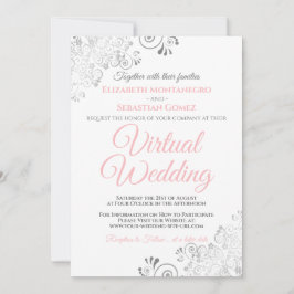 Convite Casamento Virtual Branco e Rosa Elegante