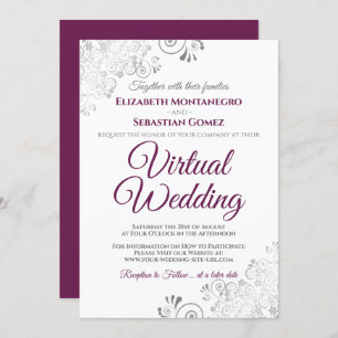 Convite Casamento Virtual Branco Roxo do Gabinetes Silver