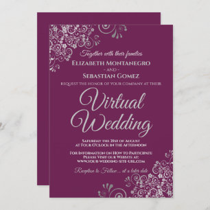 Convite Casamento Virtual Chic Magenta do Silver Frills