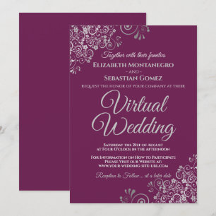 Convite Casamento Virtual Chic Magenta Plum Chic Silver Fr