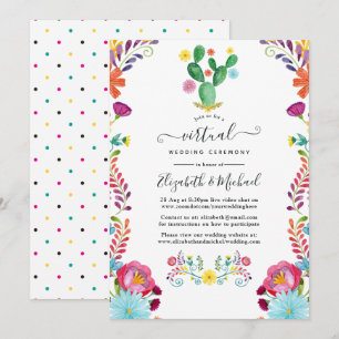 Convite Casamento Virtual Colorido Floral Fiesta em Aquare