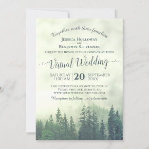 Convite Casamento Virtual da Floresta de Pinheiros Verde R
