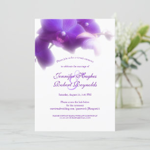 Convite Casamento Virtual da Orquídea Roxo Floral e Elegan