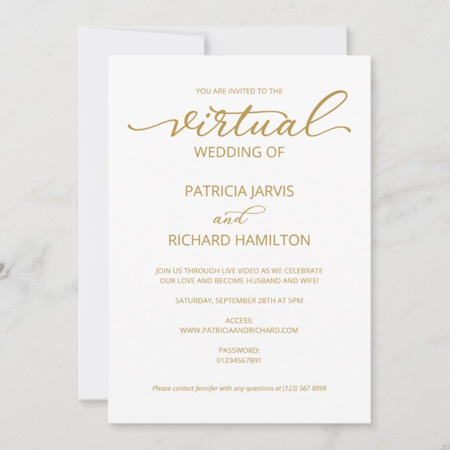 Convite Casamento Virtual de Caligrafia Simples e Elegante (Frente)