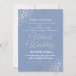 Convite Casamento Virtual de Cinzas e Azul-claro