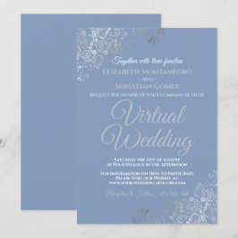 Convite Casamento Virtual de Cinzas e Azul-claro