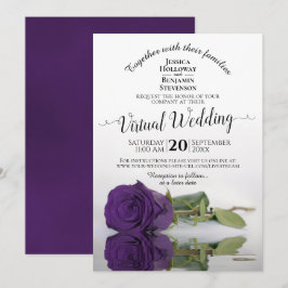 Convite Casamento Virtual de Rosa Roxo Elegante Refletindo