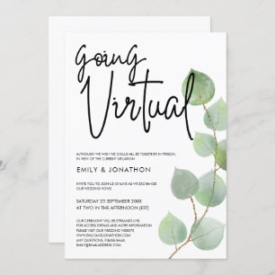 Convite Casamento Virtual de Script Eucalyptus Watercolor