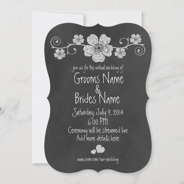 Convite Casamento Virtual de Teclado de Rosas Brancas Selv (Frente)