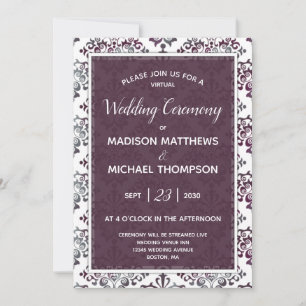 Convite Casamento Virtual Do Livestream De Plum Silver