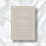 Convite Casamento Virtual do Moderno Elegante Taupe Formal<br><div class="desc">Taupe Formal Elegante Moderno Beige Convite Virtual para Casamento</div>
