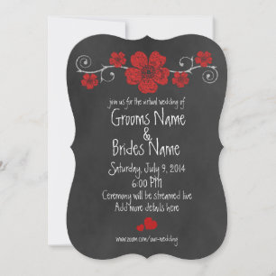 Convite Casamento Virtual do Quadro Selvagem do Rosa verme