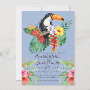 Convite Casamento Virtual do Toucan com Aquarela Tropical