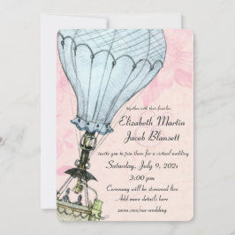 Convite Casamento Virtual do Vintage Hot Air Balloon