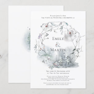 Convite Casamento Virtual do Winter Foliage Watercolor Ber