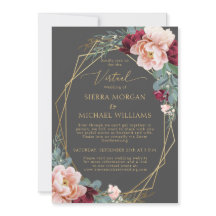 Casamento Virtual Dourado da Cinza Blush Burgundy