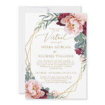 Casamento Virtual Dourado Elegante Blush Burgundy
