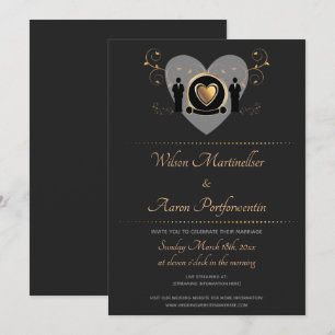 Convite Casamento Virtual Dourado Masculino