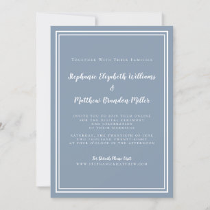 Convite Casamento Virtual Dusty Blue Minimalista Transmiss