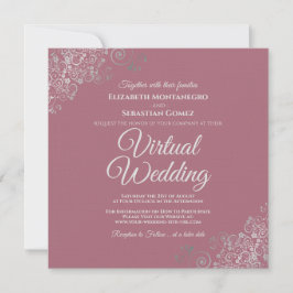 Convite Casamento Virtual Elegante de Dusty Rosa e Lacy Si