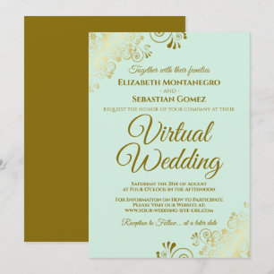 Convite Casamento Virtual Elegante Elegante Verde Neo Mint