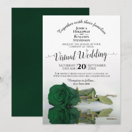 Convite Casamento Virtual Elegante Emerald Green Rosa