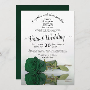 Convite Casamento Virtual Elegante Emerald Green Rosa