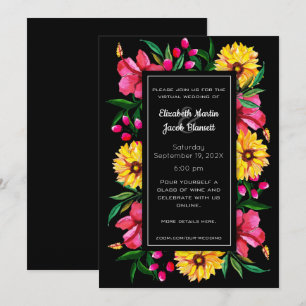 Convite Casamento Virtual entre Watercolor Hibiscus e Dahl