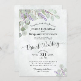 Convite Casamento Virtual Eucalyptus Lavanda e Greenery