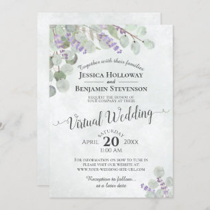 Convite Casamento Virtual Eucalyptus Lavanda e Greenery