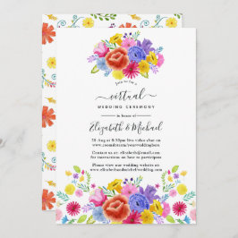 Convite Casamento Virtual Fiesta Mexicano Floral Watercolo