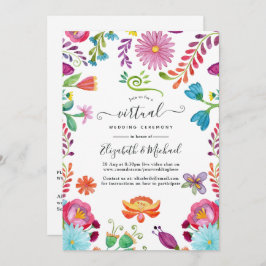 Convite Casamento Virtual Fiesta Mexicano Floral Watercolo
