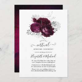 Convite Casamento Virtual Floral e Burgundy