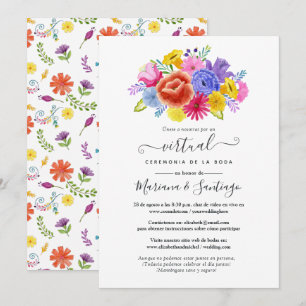 Convite Casamento Virtual Floral Espanhol Fiesta Aquarela