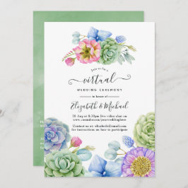 Convite Casamento Virtual Floral Online Trendy Succulent