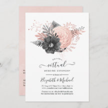 Casamento Virtual Floral Pastel Blush e Charcarbon