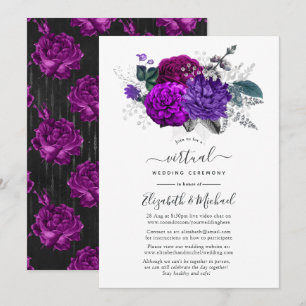 Convite Casamento Virtual Floral Roxo e Prata