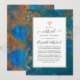Convite Casamento Virtual Grunge Copper Patina & Turquesa