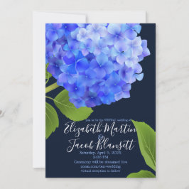 Convite Casamento Virtual Hydrangea Azul Watercolor